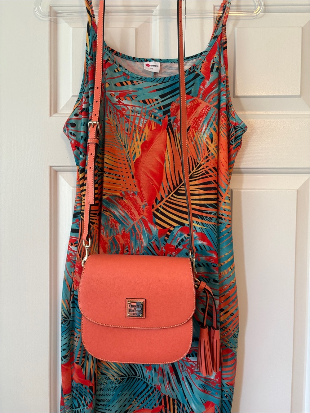 Dooney & Bourke Coral Orange Crossbody Bag with Tassel